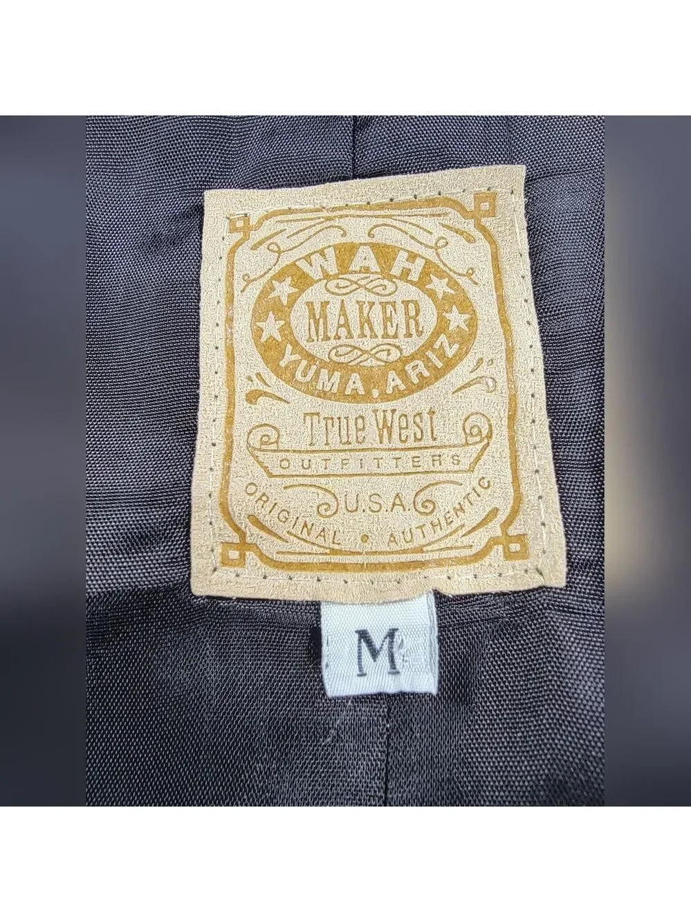 WAH Maker Men's Western Style Vest Medium Velvet Lapels Button Damask Adjustable